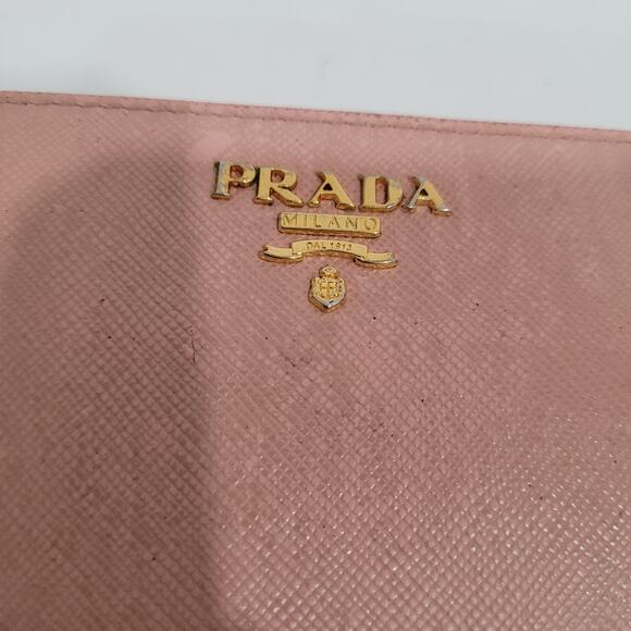 PRADA Saffiano Fiocco Orchidea Wallet Medium Bi Fold Light Pink Zip Around Logo - Picture 16 of 16